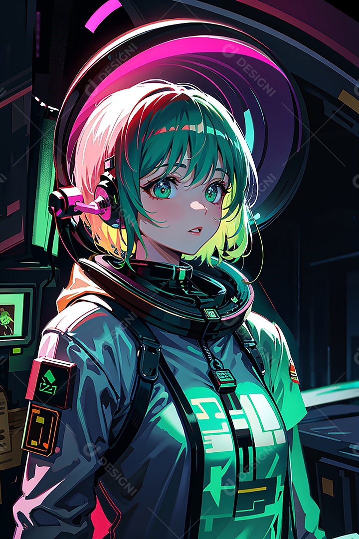 Anime pastel sonho futurista astronauta jovem