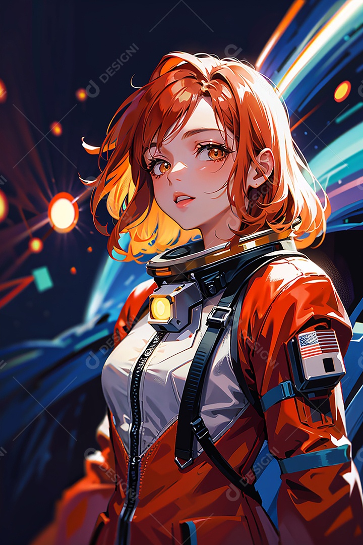 Anime pastel sonho futurista astronauta jove