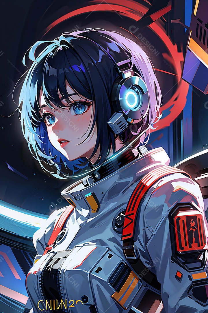 Anime pastel sonho futurista astronauta jovem