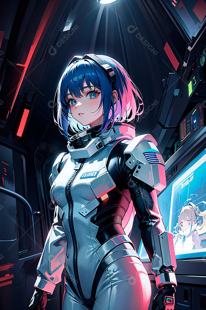 Anime pastel sonho futurista astronauta jovem