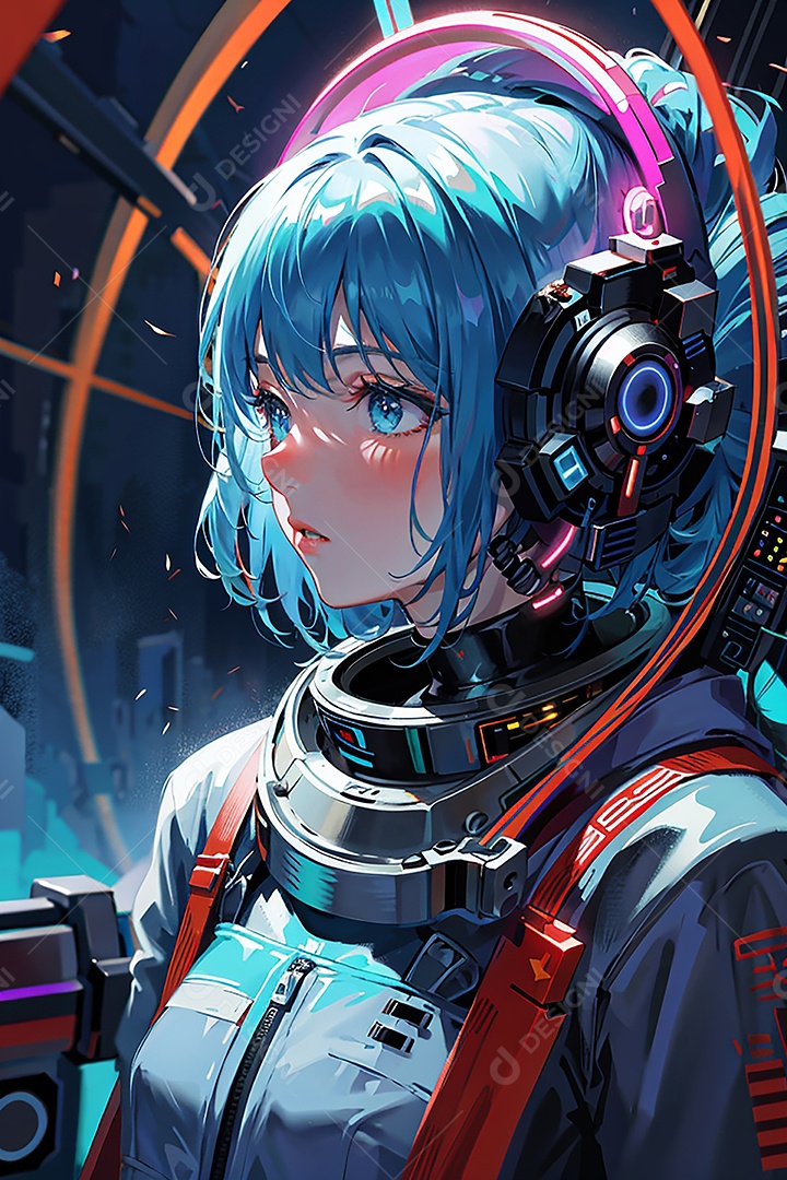 Anime pastel sonho futurista astronauta jovem
