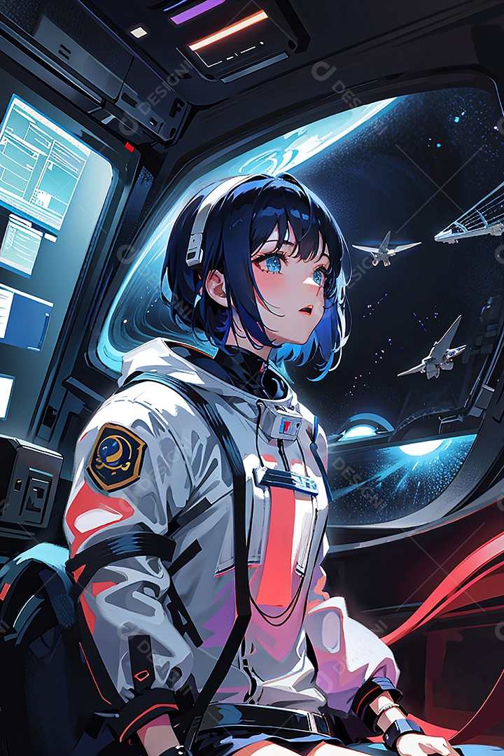 Anime pastel sonho futurista astronauta jovem