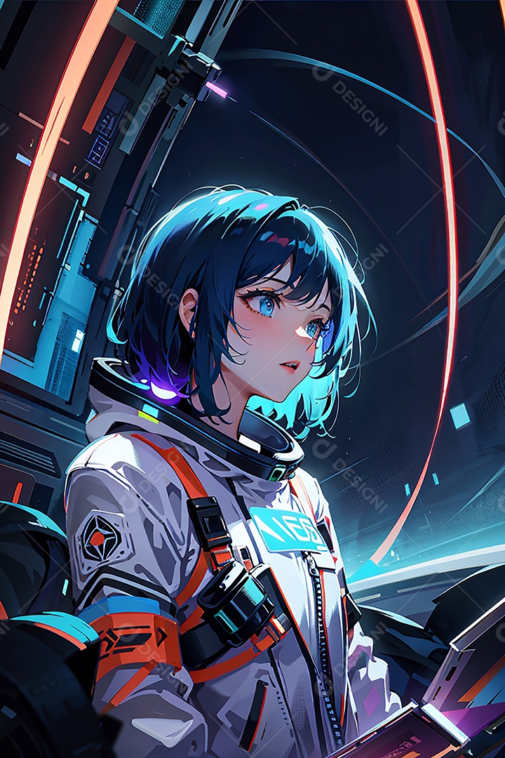Anime pastel sonho futurista astronauta jovem