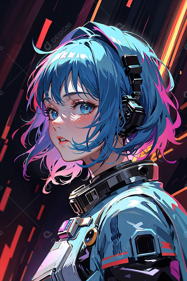 Anime pastel sonho futurista astronauta jovem