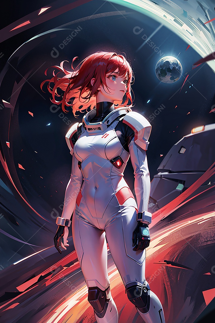 Anime pastel sonho futurista astronauta jovem