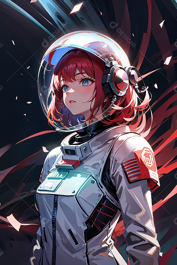 Anime pastel sonho futurista astronauta jovem