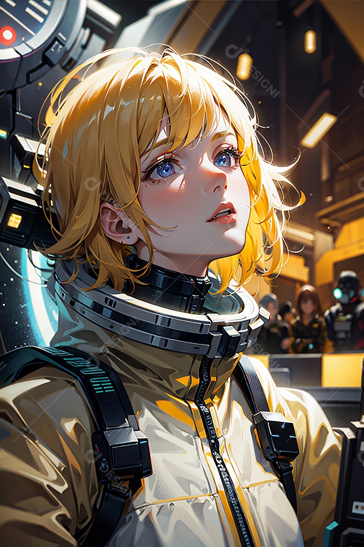 Anime pastel sonho futurista astronauta jovem