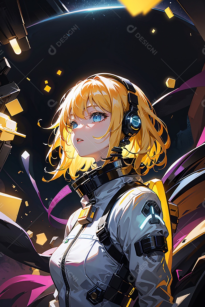 Anime pastel sonho futurista astronauta jovem