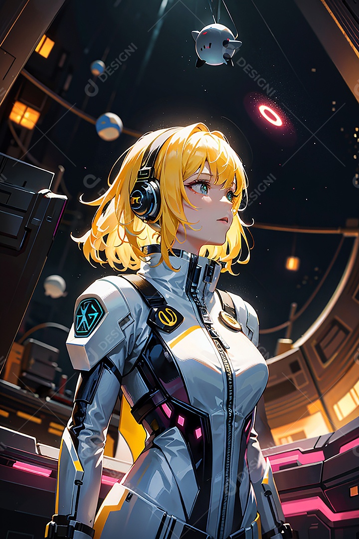 Anime pastel sonho futurista astronauta jovem