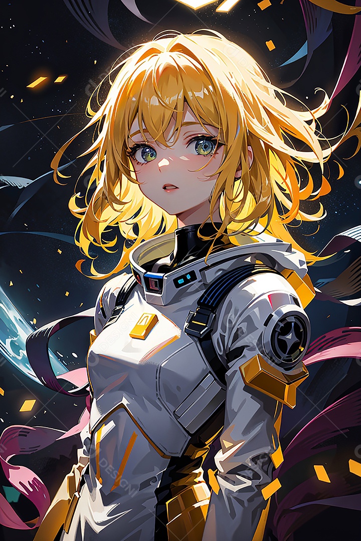 Anime pastel sonho futurista astronauta jovem