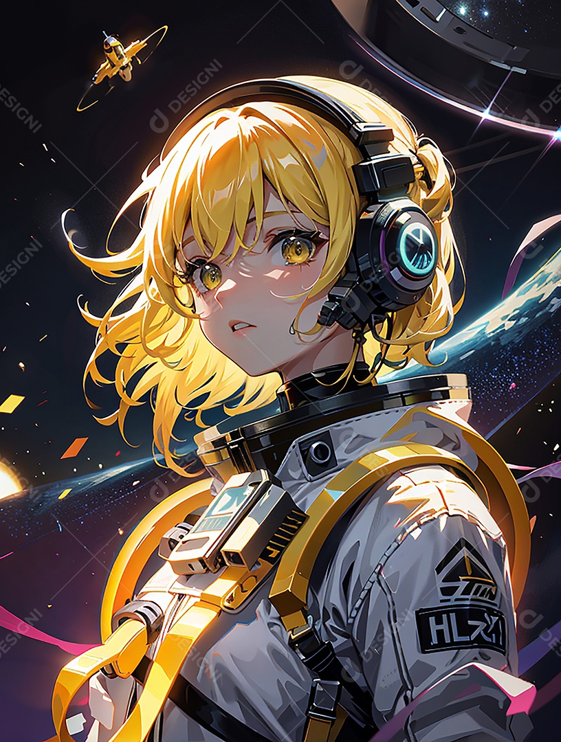 Anime pastel sonho futurista astronauta jovem