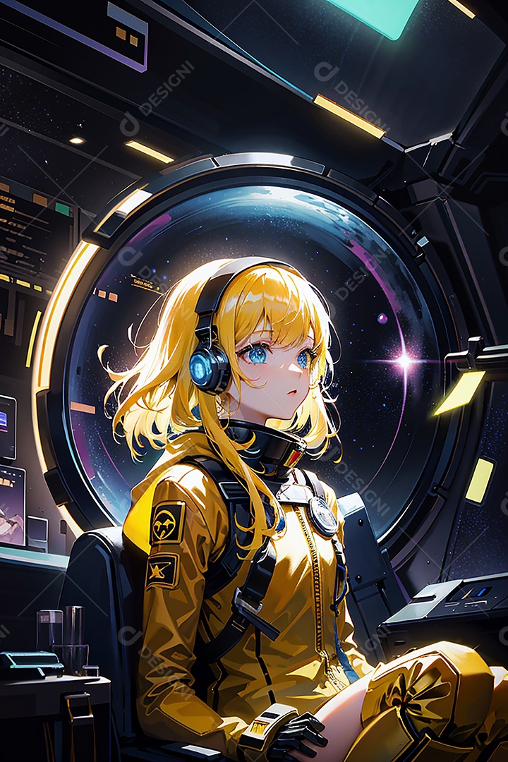 Anime pastel sonho futurista astronauta jovem