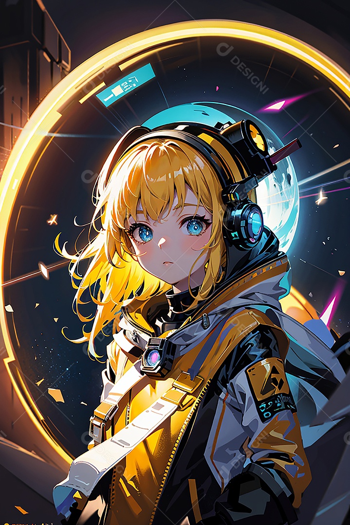 Anime pastel sonho futurista astronauta jovem