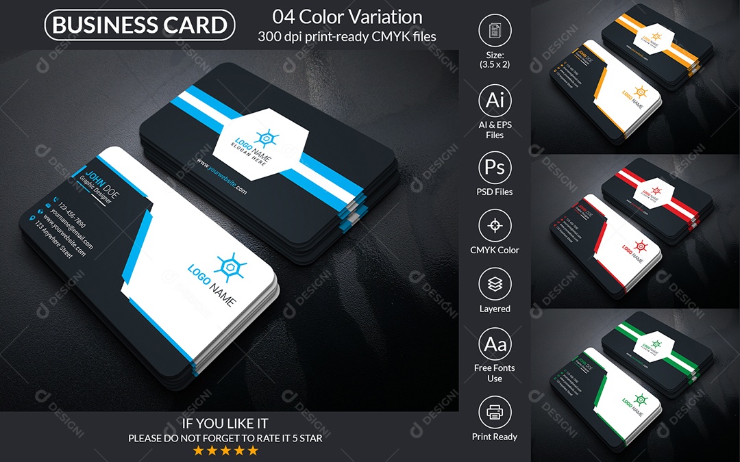 Modelo de Cartão de Visita PSD + AI Editável