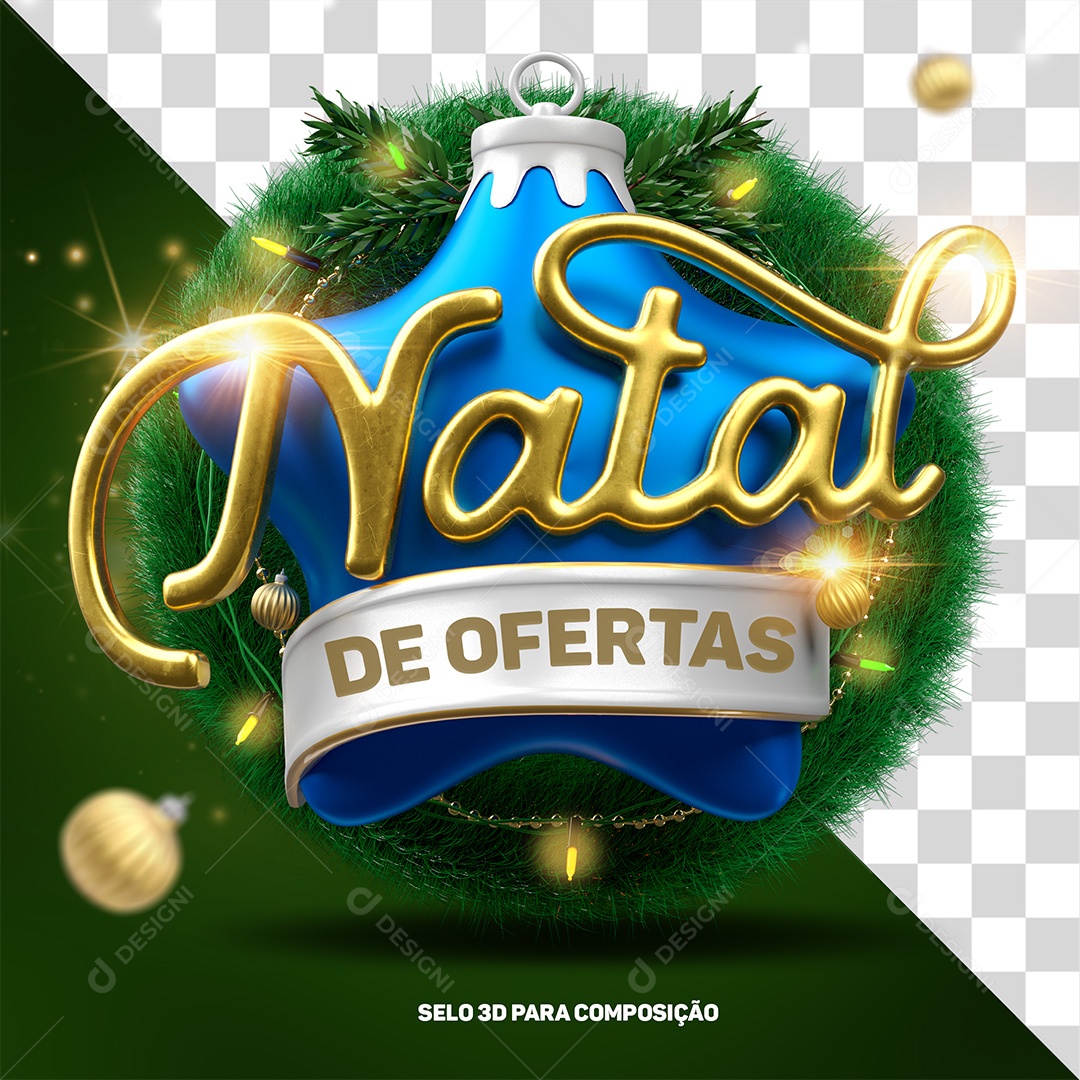 Selo 3D Natal De Ofertas Para Composição PSD