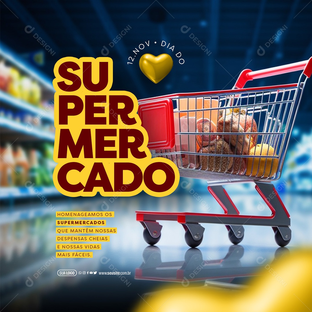 Dia Do Supermercado 12 De Novembro que Mantém nossas Despensas Cheias Social Media PSD Editável