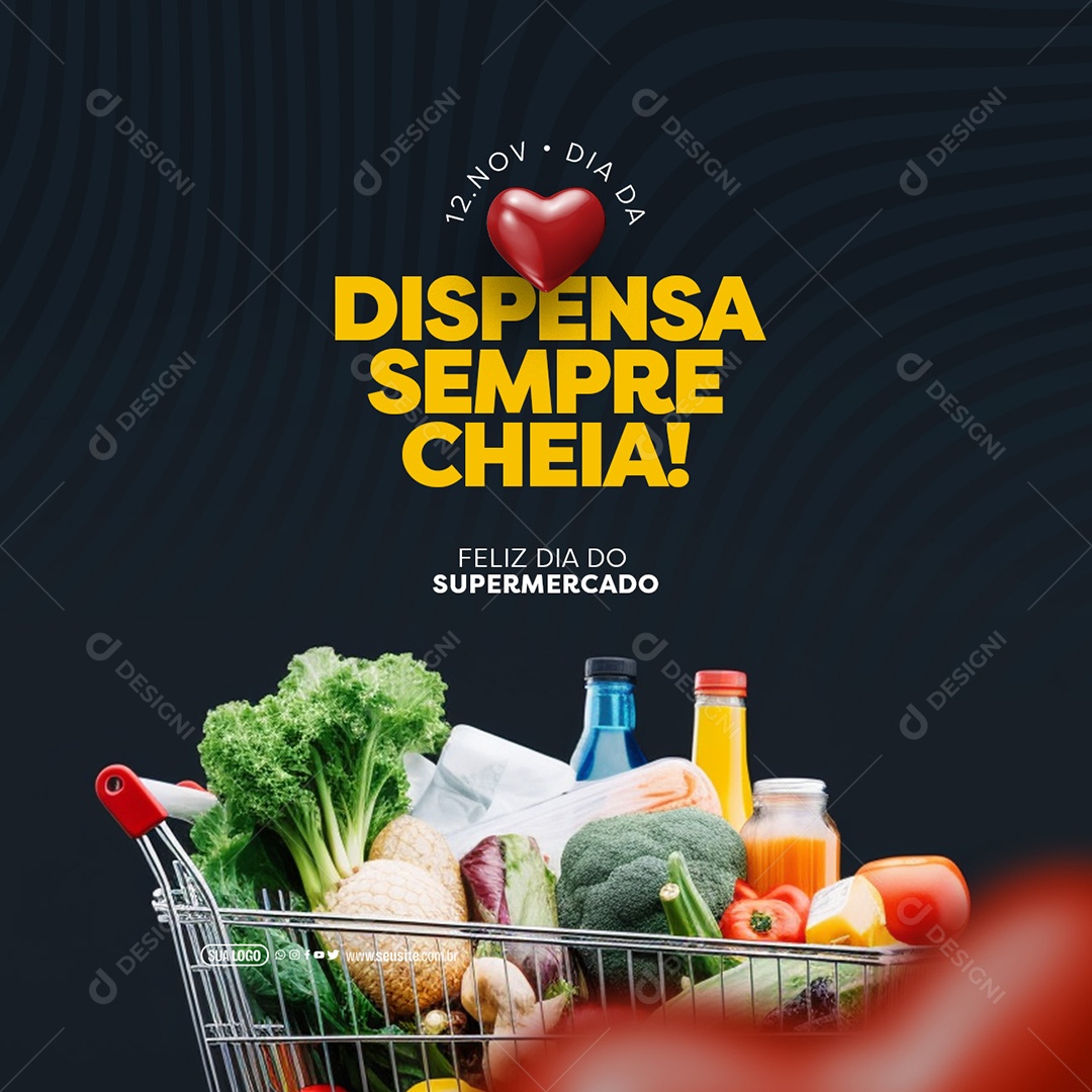 Dia Do Supermercado 12 De Novembro Dispensa Sempre Cheia Social Media PSD Editável