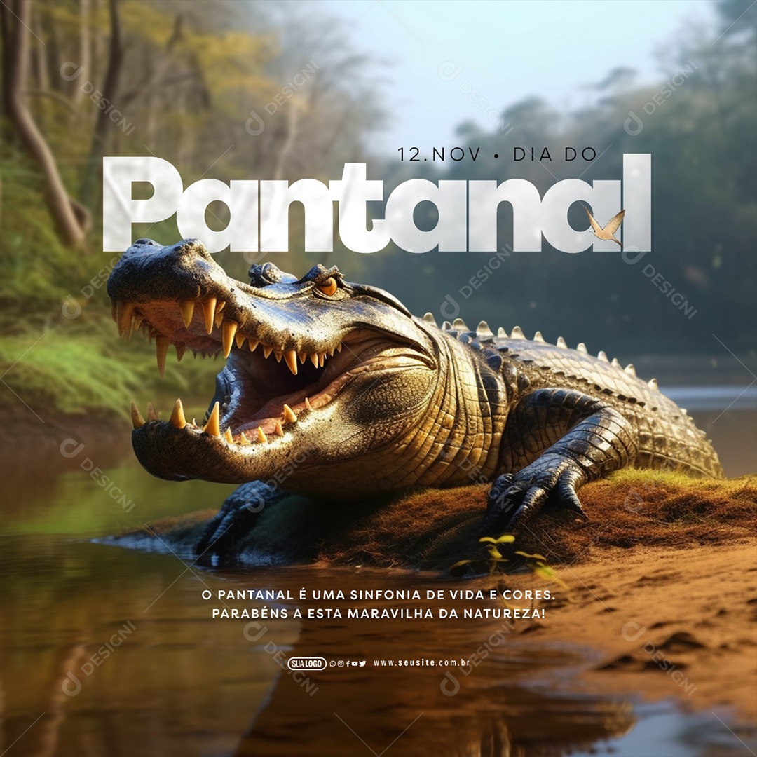 Dia do Pantanal 12 de Novembro é uma Sinfonia de Vida e Cores Social Media PSD Editável