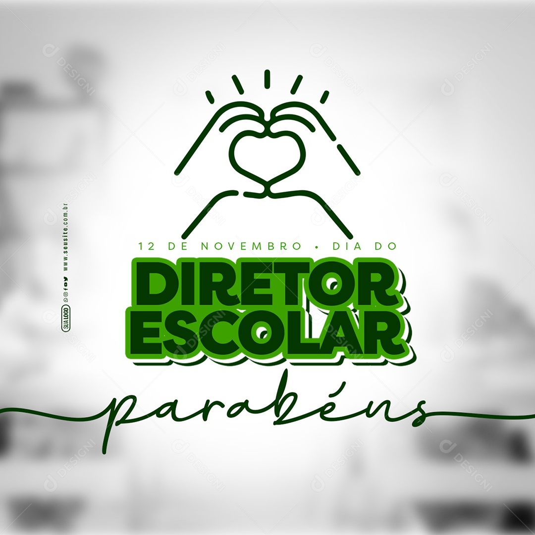 Social Media Dia do Diretor Escolar 12 de Novembro PSD Editável