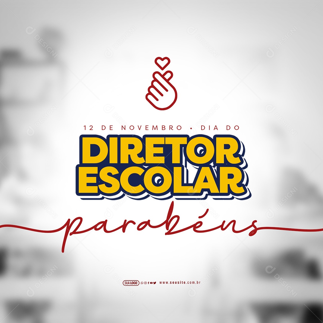 Dia do Diretor Escolar 12 de Novembro Social Media PSD Editável