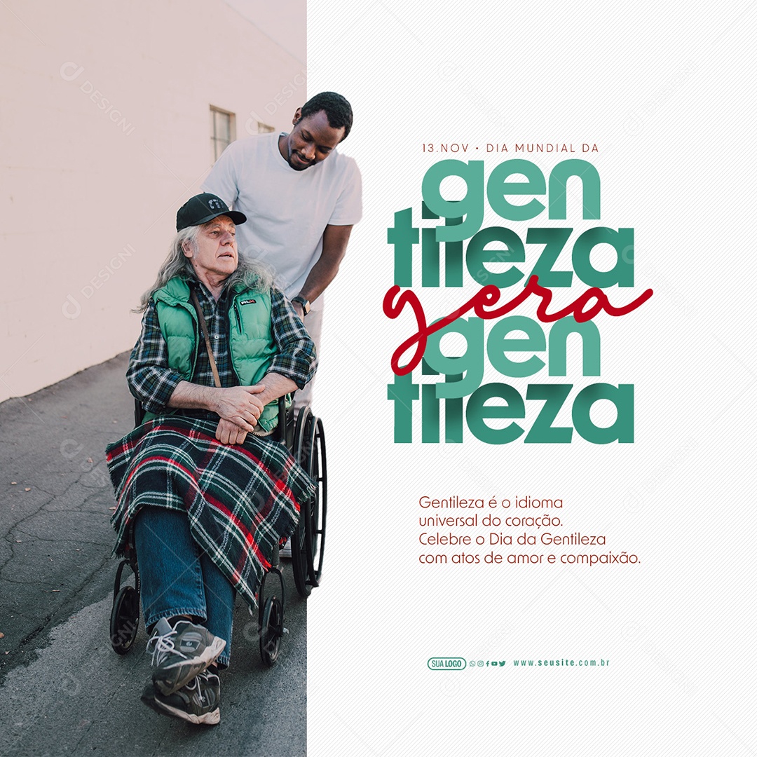 Dia Mundial da Gentileza 13 De Novembro é o Idioma Universal do Coração Social Media PSD Editável