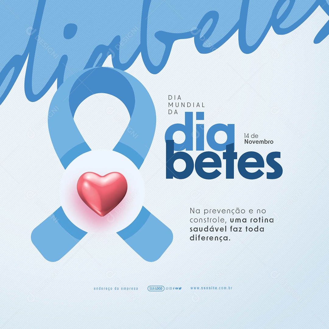 Dia Mundial Da Diabetes 14 de Novembro uma Rotina Saudável Faz Toda Diferença Social Media PSD Editável