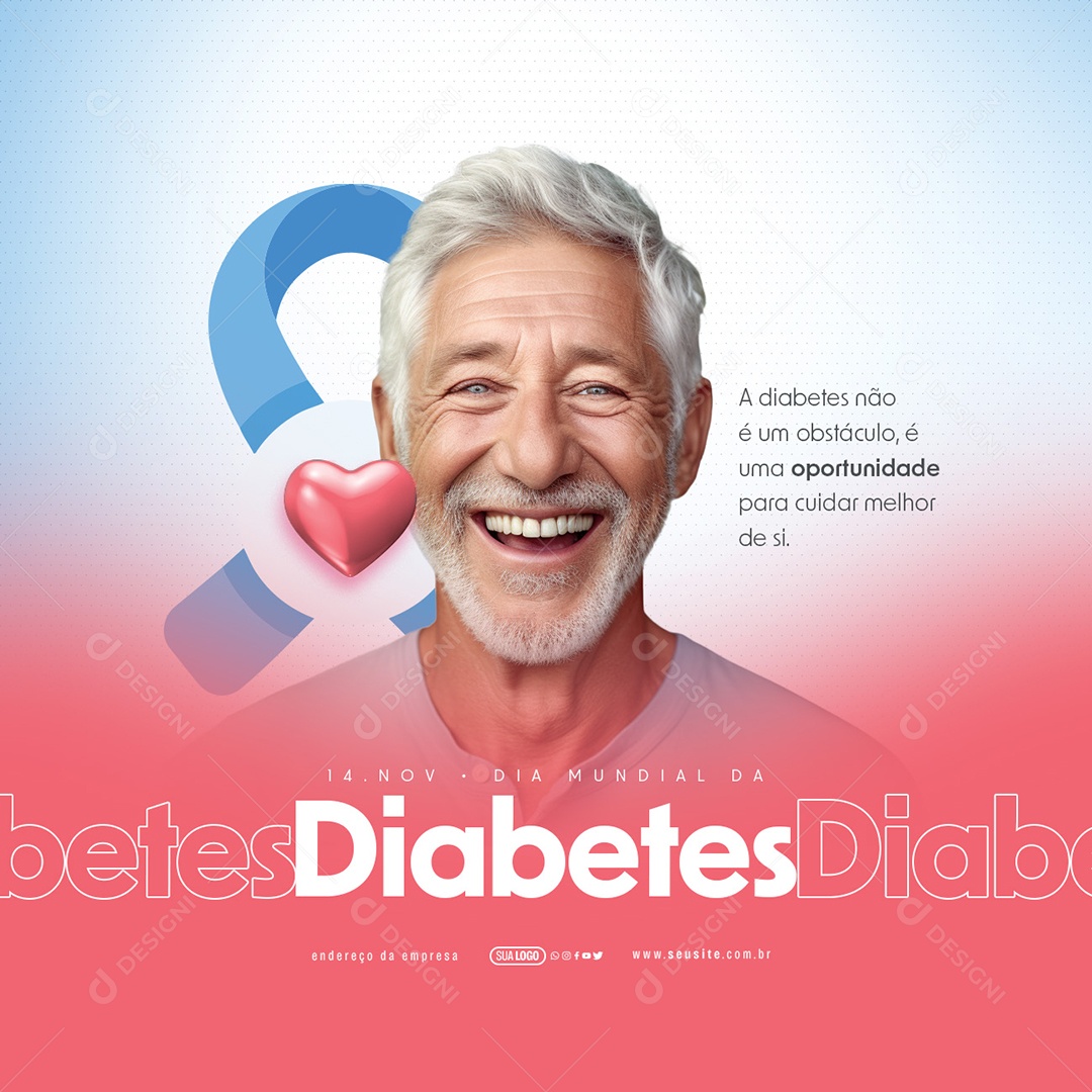 Dia Mundial Da Diabetes 14 de Novembro não é um Obstáculo é uma Oportunidade para Cuidar Melhor de si Social Media PSD Editável