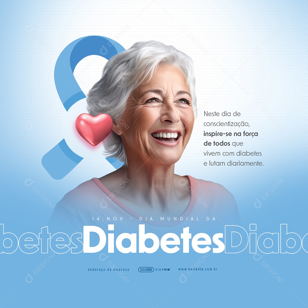 Dia Mundial Da Diabetes 14 de Novembro Inspire-se na Força de todos Social Media PSD Editável