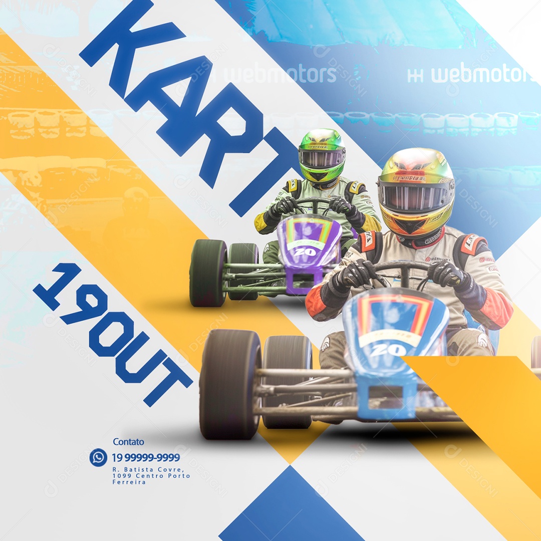 Street Kart Pilotos em Karts Competição Social Media PSD Editável