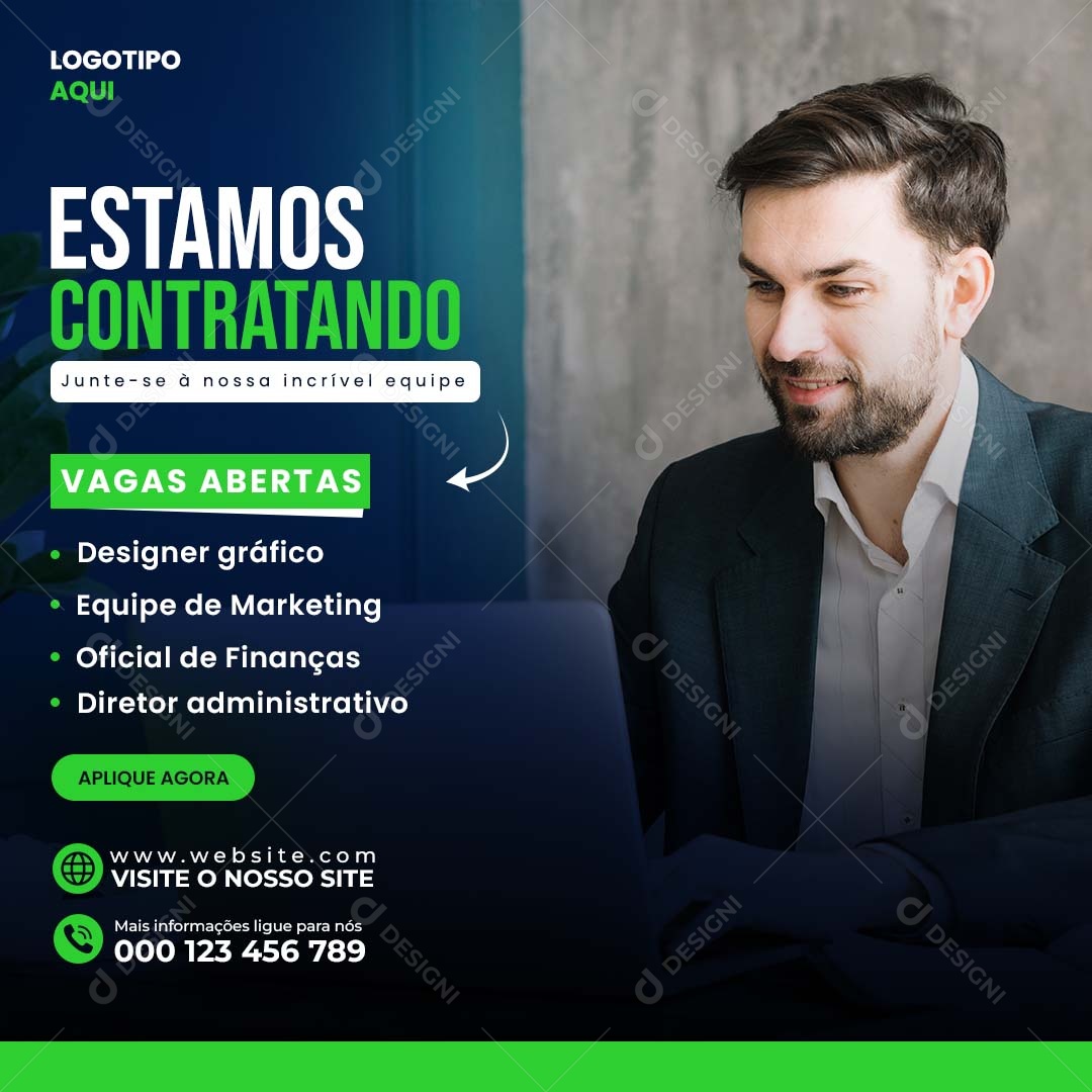 Estamos Contratando Vagas Abertas Designer Social Media PSD Editável