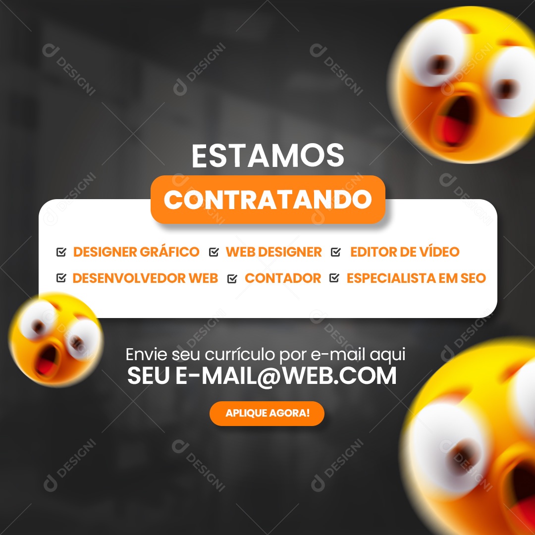 Social Media Estamos Contratando Envie Seu Currículo PSD Editável