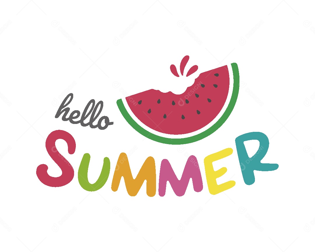 Lettering Olá Verão Ilustração Vetor EPS