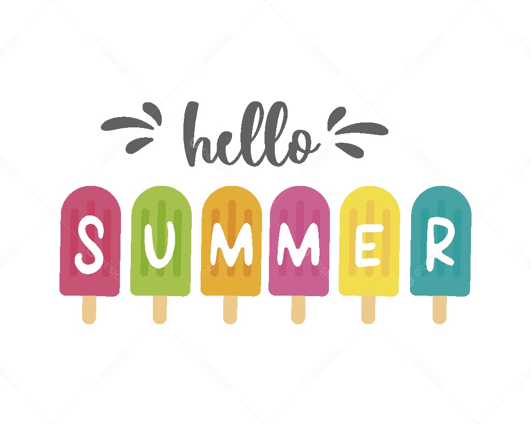 Lettering Olá Verão Ilustração Vetor EPS