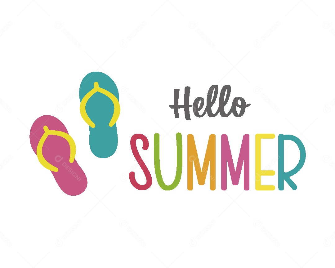 Lettering Olá Verão Ilustração Vetor EPS