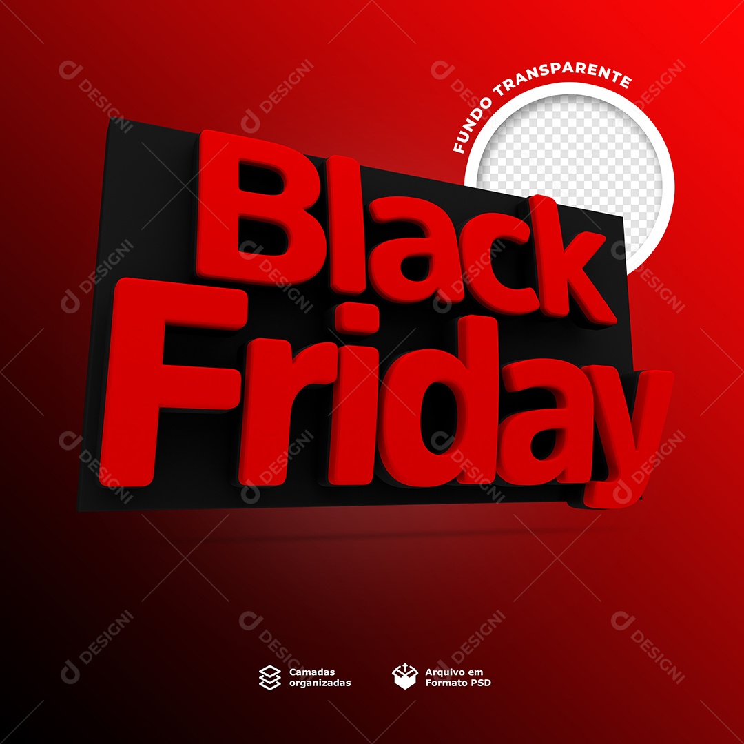 Selo 3D Black Friday Para Composição PSD