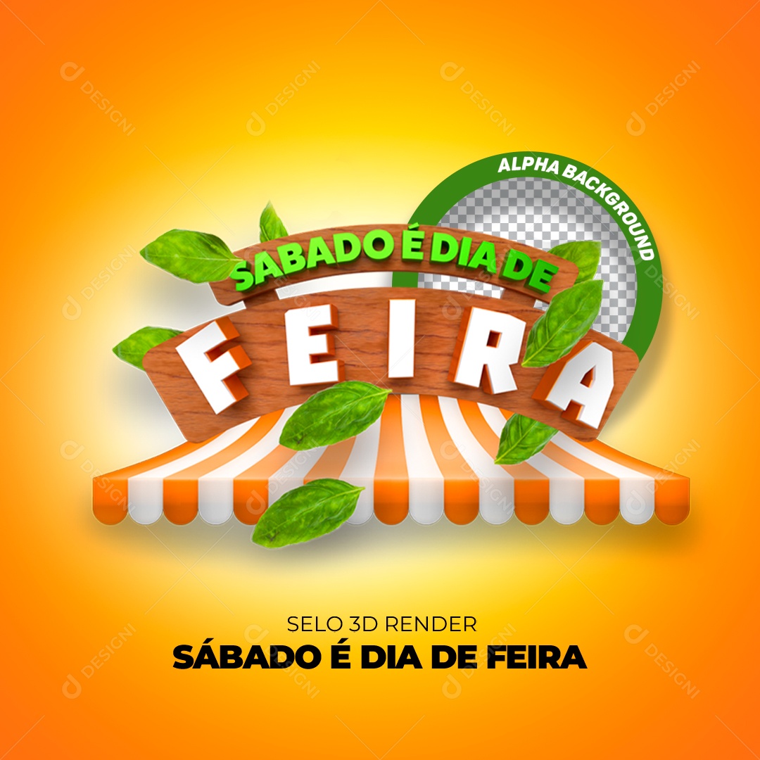 Selo 3D Sábado é Dia De Feira Para Composição PSD