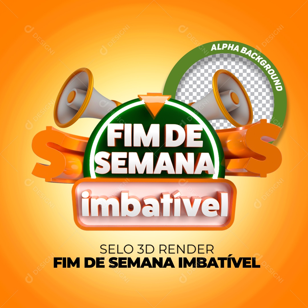 Fim De Semana Imbatível Selo 3D Para Composição PSD