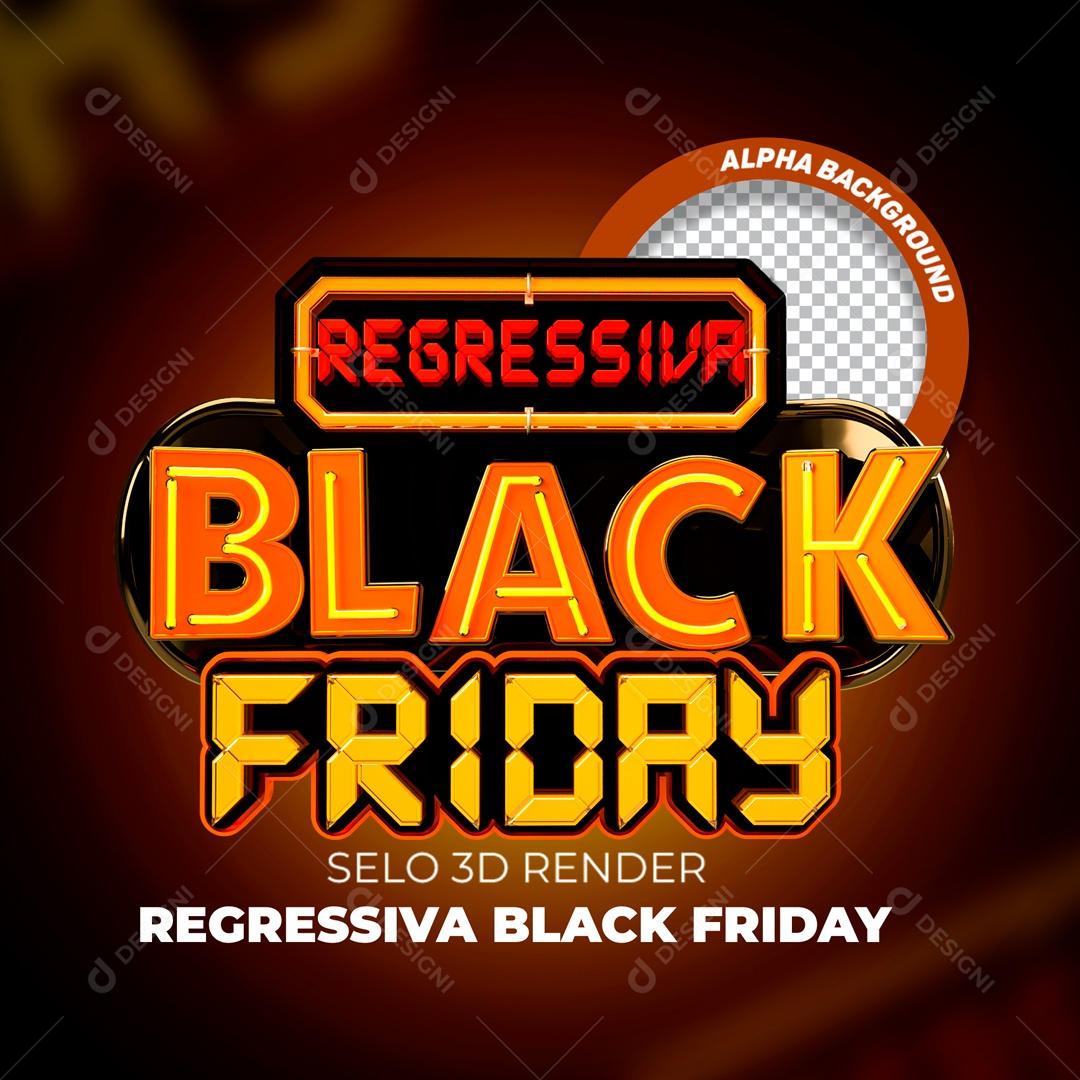 Selo 3D Black Friday Regressiva Para Composição PSD
