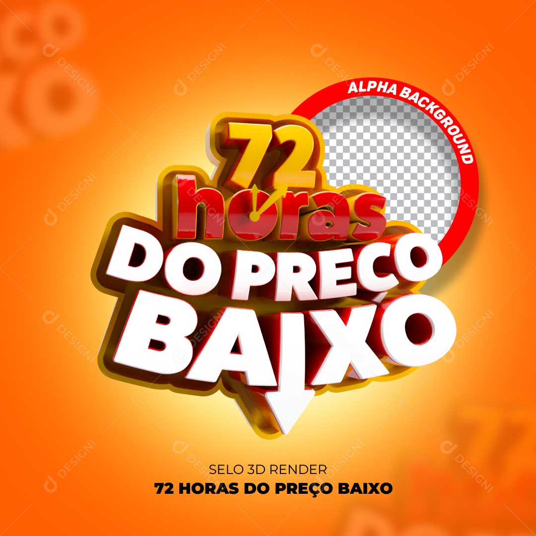 Selo 3D 72 Horas Do Preço Baixo Para Composição PSD