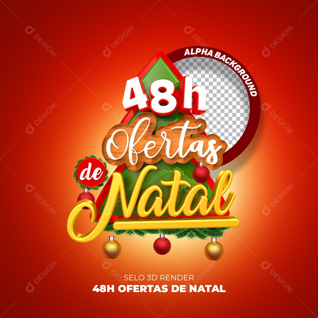 Selo 3D Ofertas De Natal 48h Para Composição PSD