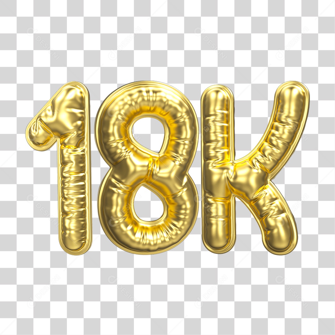 Balão Dourado 18K de Seguidores PNG Transparente