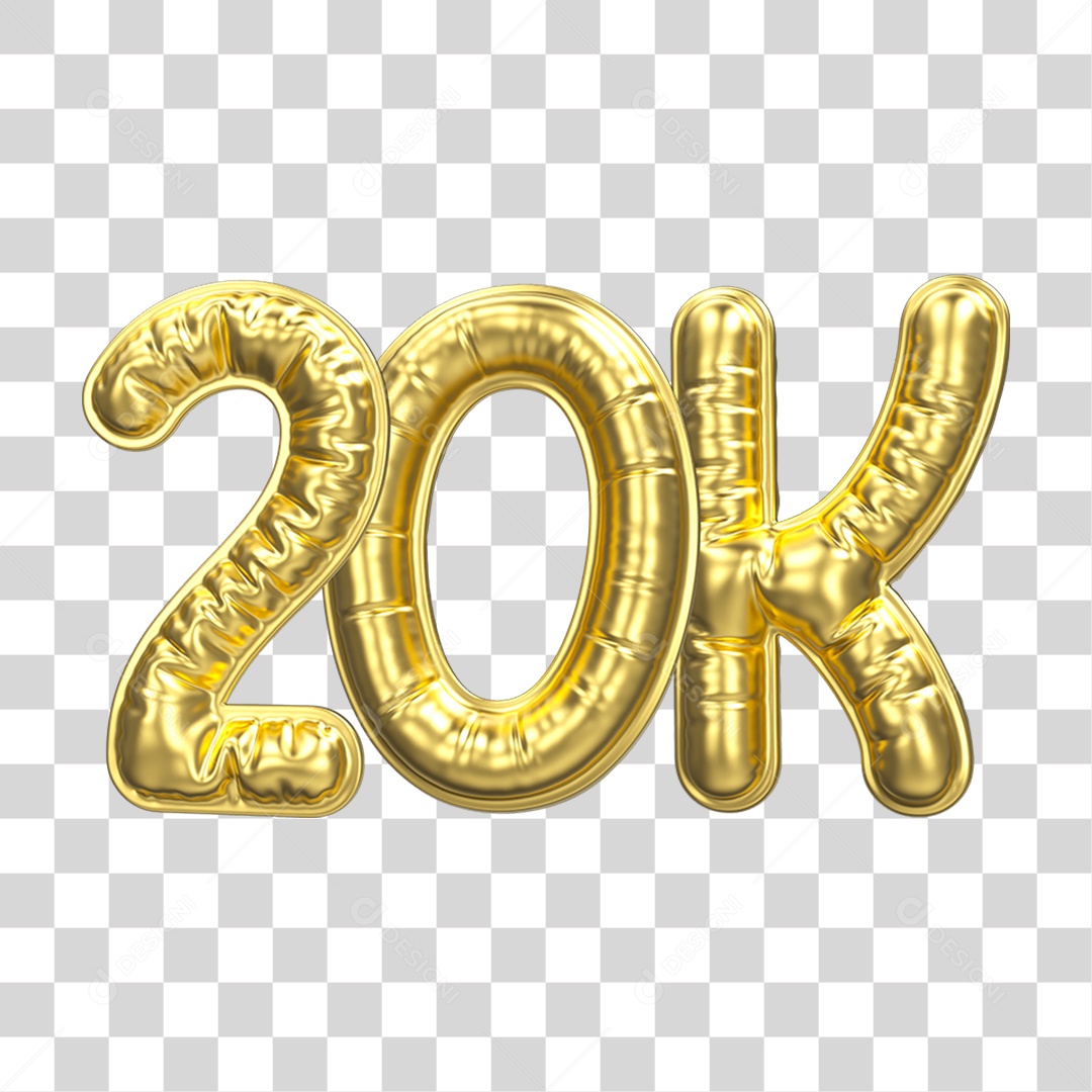 Balão Dourado 20K de Seguidores PNG Transparente