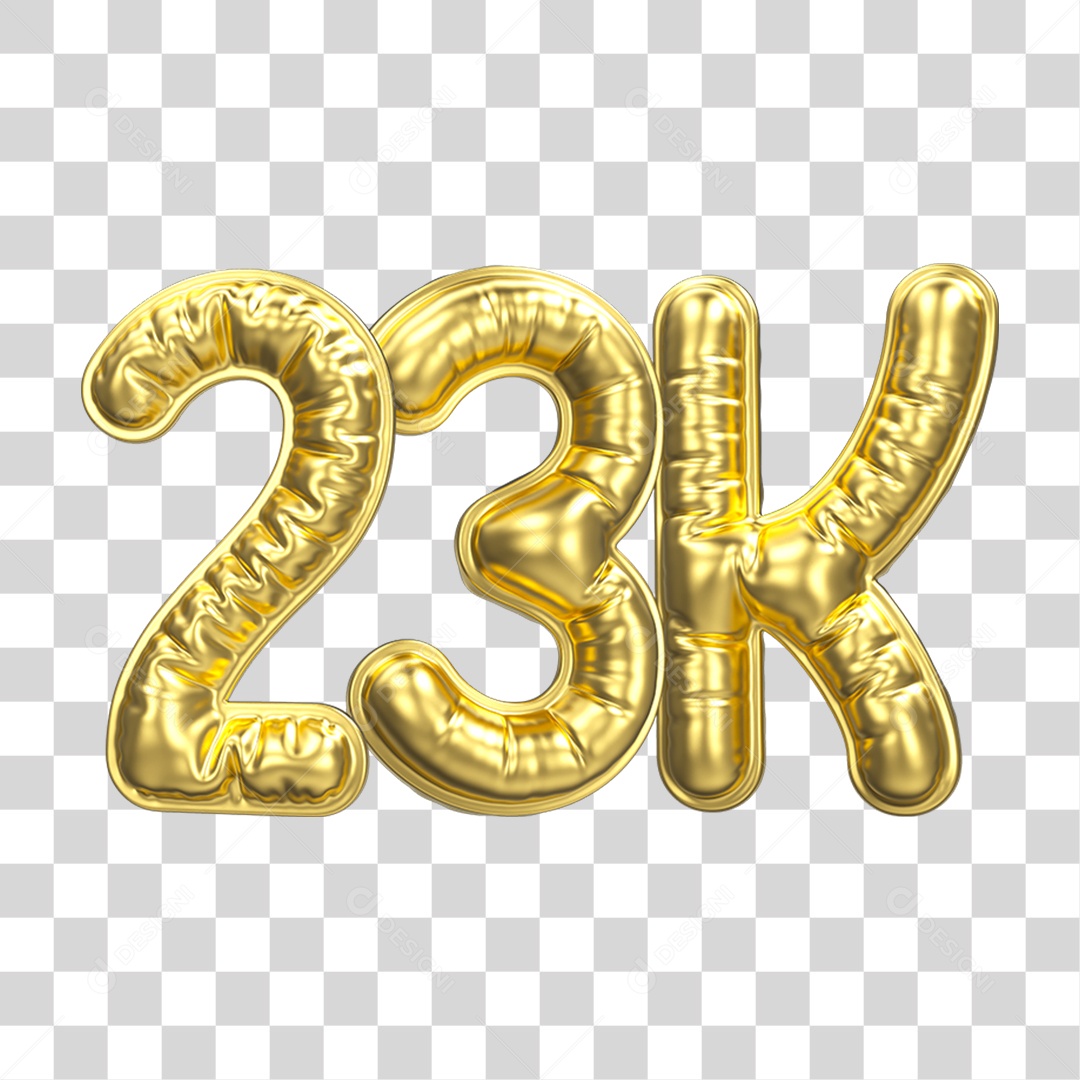 Balão Dourado 23K de Seguidores PNG Transparente