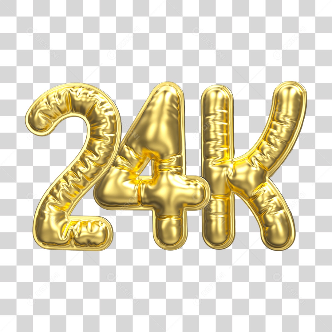 Balão Dourado 24K de Seguidores PNG Transparente