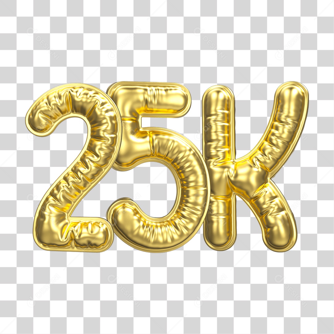 Balão Dourado 25K de Seguidores PNG Transparente