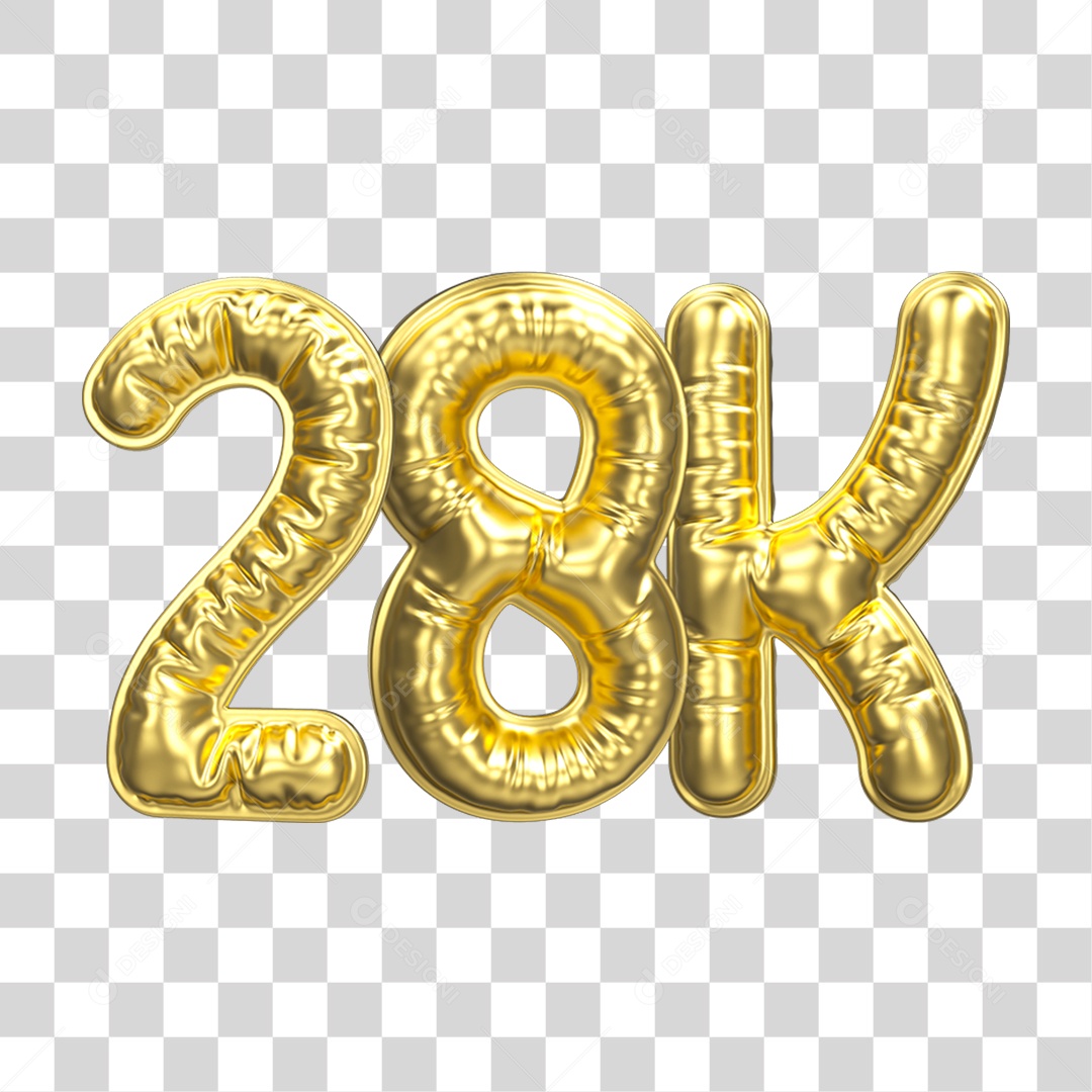 Balão Dourado 28K de Seguidores PNG Transparente