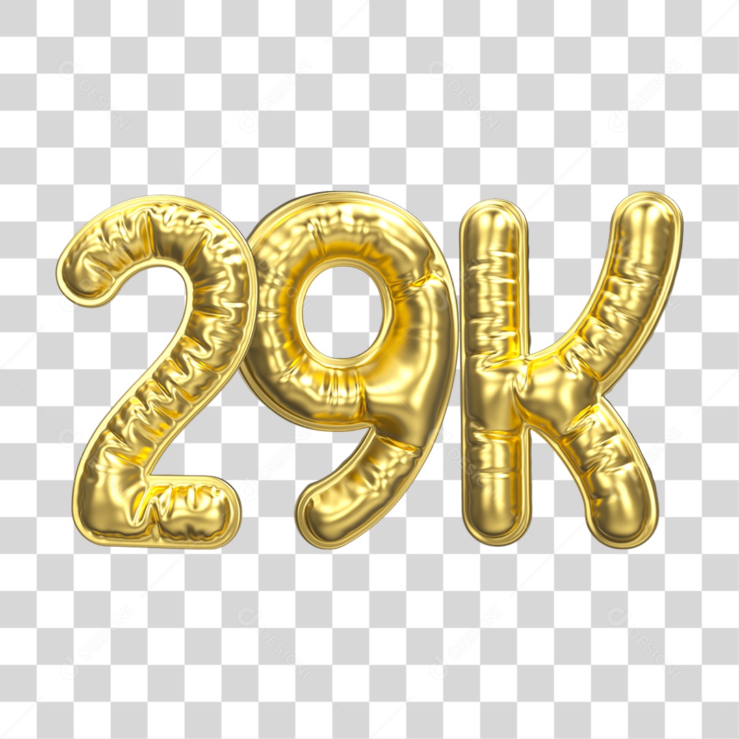 Balão Dourado 29K de Seguidores PNG Transparente