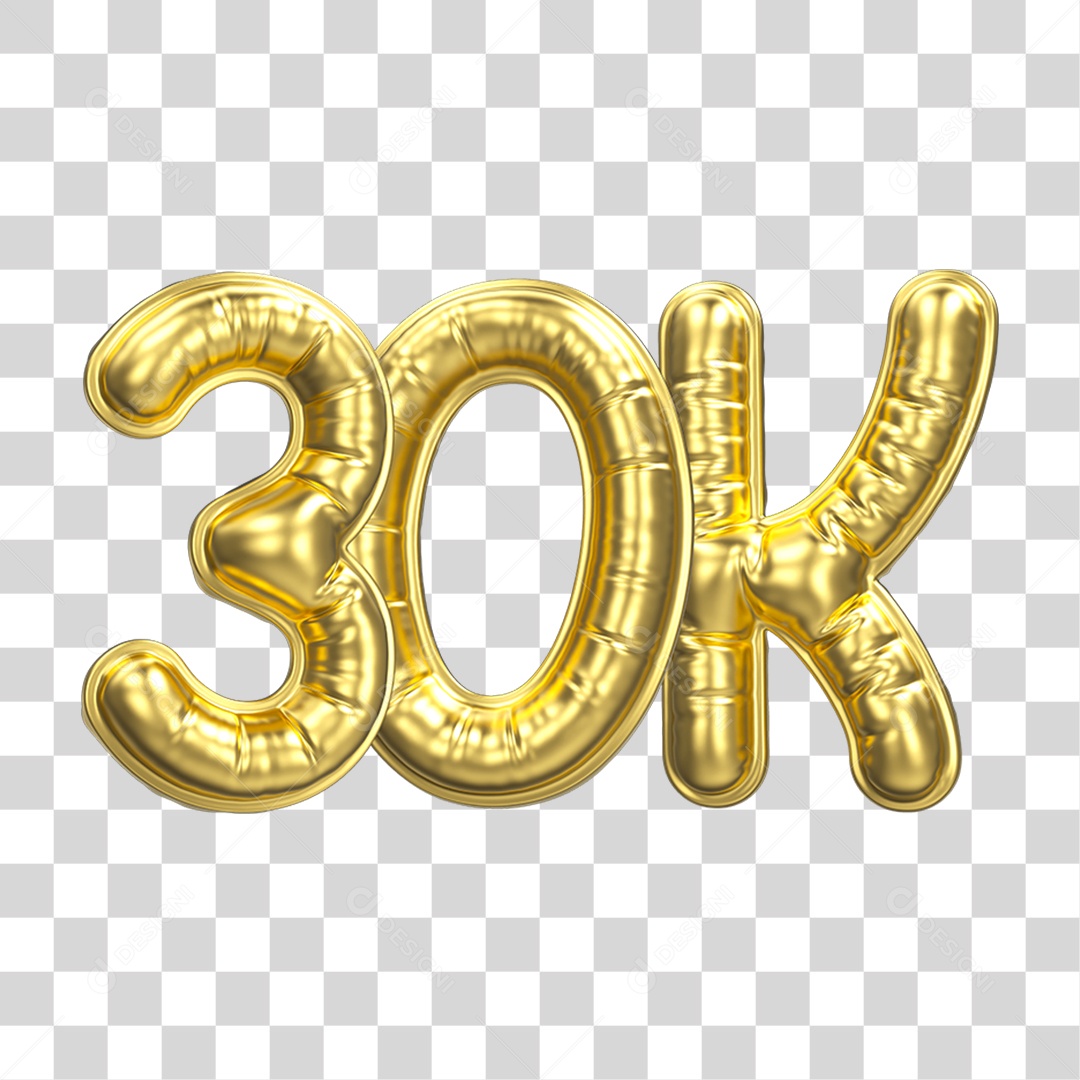 Balão Dourado 30K de Seguidores PNG Transparente