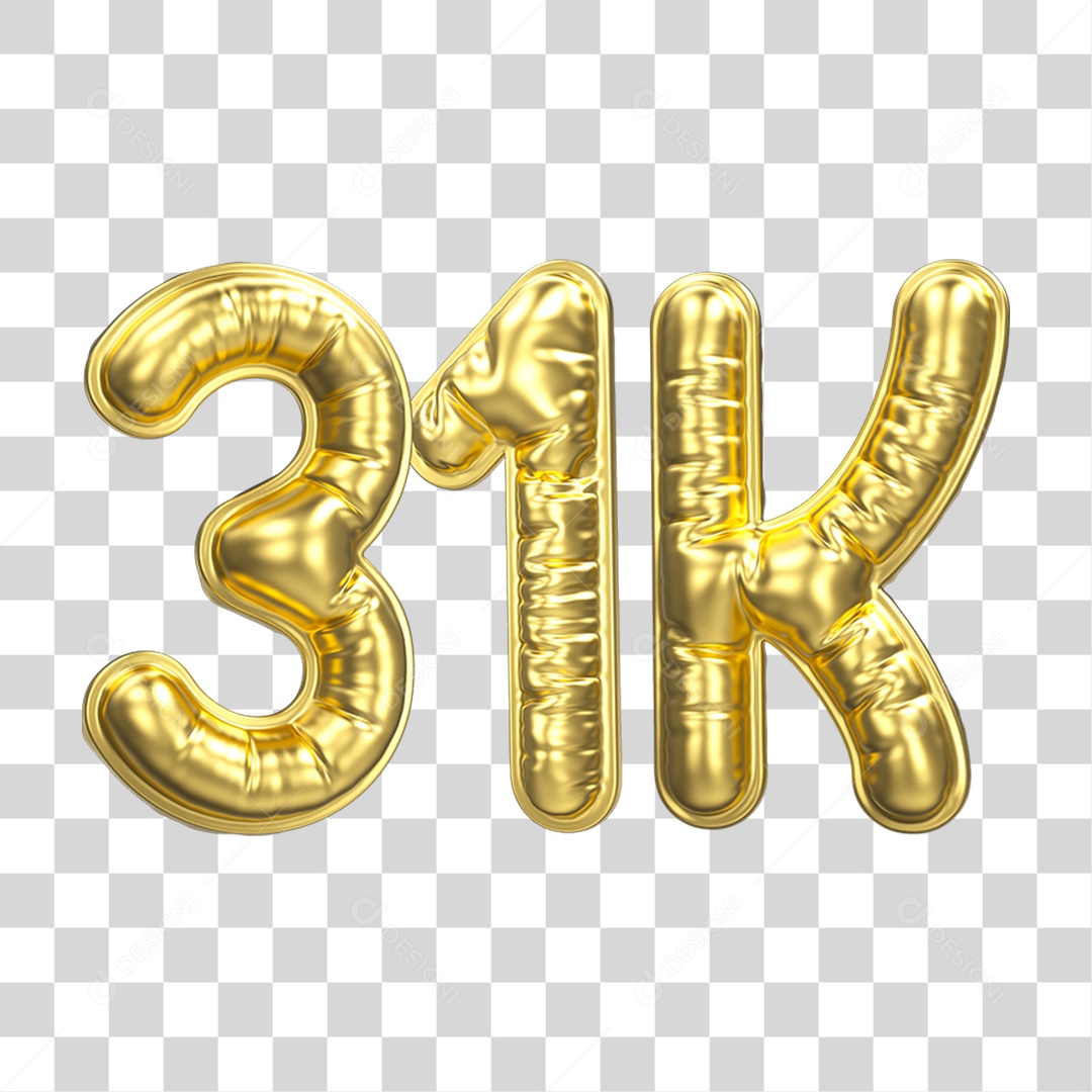 Balão Dourado 31K de Seguidores PNG Transparente