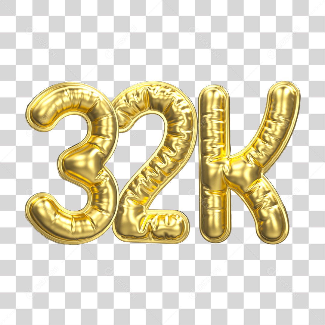 Balão Dourado 32K de Seguidores PNG Transparente